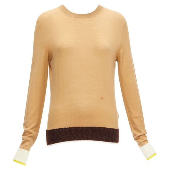 Celine Phoebe Philo wool mohair Triomphe logo crast cuff sweater